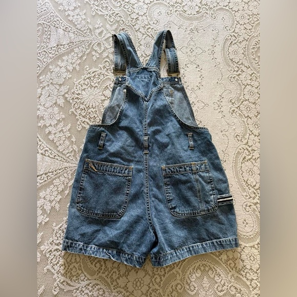 90's sporty grunge denim overalls w athletic style patches - Picture 3 of 4